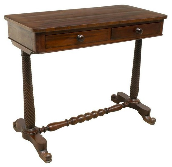 FRENCH MAHOGANY SPIRALED CONSOLE TABLE