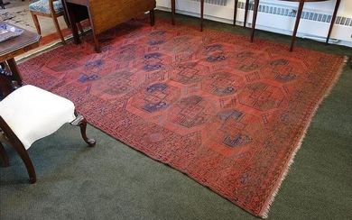 Fine 19thc Turkoman Room Size Wool Rug