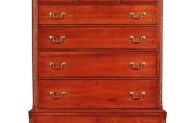 Fine and Rare Chippendale Carved Cherrywood Chest-on-Chest, Signed by Bates How (b. 1776), Northwestern Connecticut, circa 1780