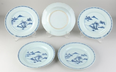 Five 18th century Chinese plates Ã˜ 22.5 cm.