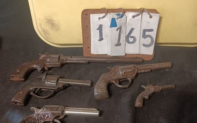 Five Antique 19c Cast Iron Toy Pistols