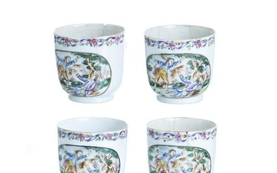 Four Chinese porcelain European subject cups, Qianlong