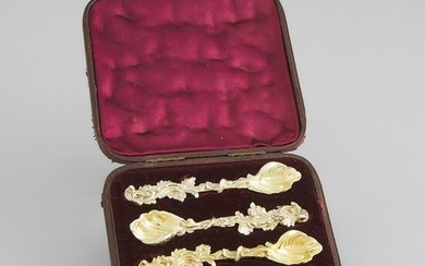 Four George III Cast Silver-Gilt Salt Spoons, Joseph