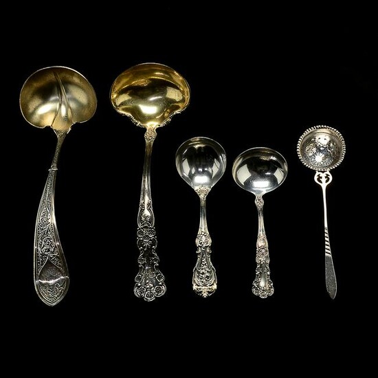 Four Gorham Sterling Silver Ladles and a Sterling