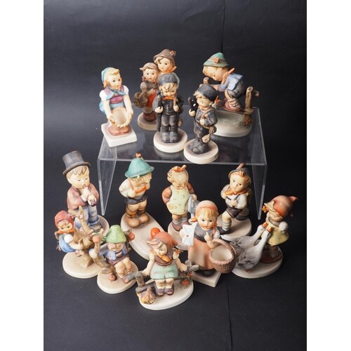 Fourteen Goebel Hummel figures, and a quantity of drinking ...