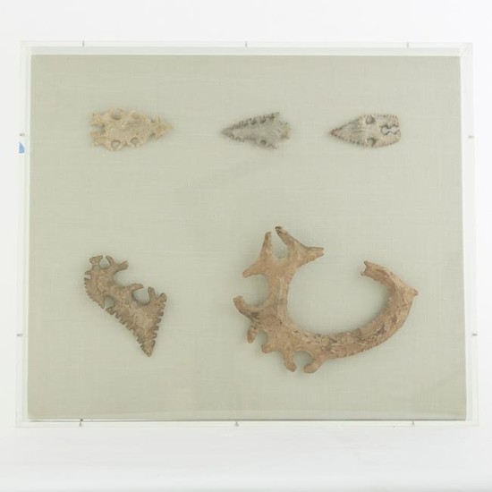 Framed Set of Intricately Knapped Arrowheads