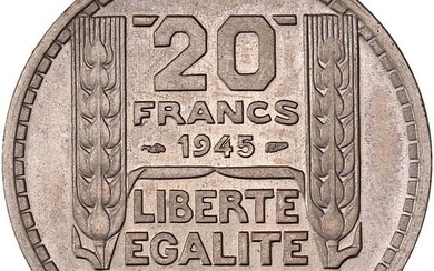 France. Provisional Government (1944-1947). 20 Francs 1945 Turin. Essai Piéfort en cupro-nickel