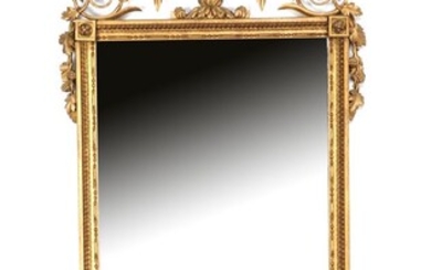 (-), French mirror with richly decorated gilt frame...