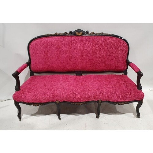 French 19th century-style sofa with black painted frame fini...