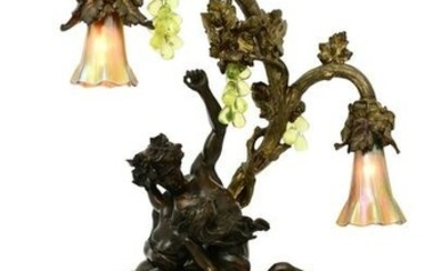 French Bronze Figural Lamp by Juan Ferville
