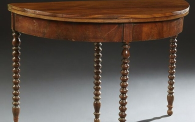 French Louis Philippe Carved Walnut Demilune Dining
