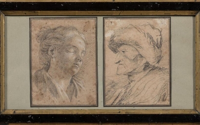 French school of the XVIIIth century - "Two portraits" -...