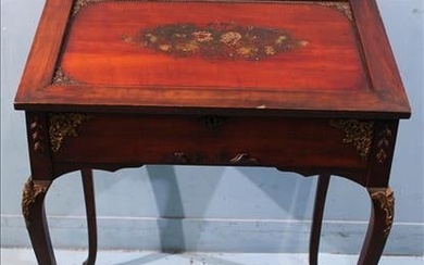 French tilt top writing desk with hand painted top