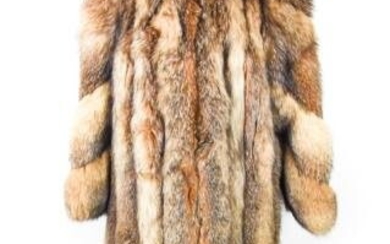 Full Length Women's Fox Coat w Bias Cut Sleeves