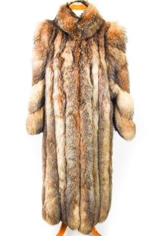 Full Length Women's Fox Coat w Bias Cut Sleeves