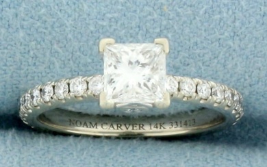 GIA Certified Princess Cut Diamond Noam Carver Engagement Ring in 14k White Gold
