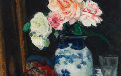 George Leslie Hunter (British, 1877-1931) Still life with roses in...