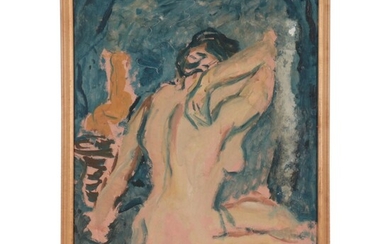 Gestural Oil Painting of Nude Figure, Late 20th Century