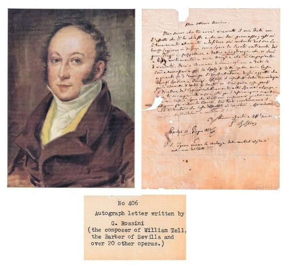 Gioacchino Rossini 19C Autographed Letter w/ Photo