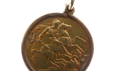 Gold Coin - Queen Victoria 1887 Sovereign, mounted