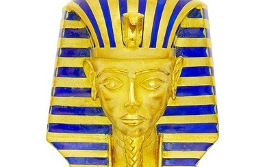 Gold and Blue Enamel Egyptian Pharoah Enhancer Clip