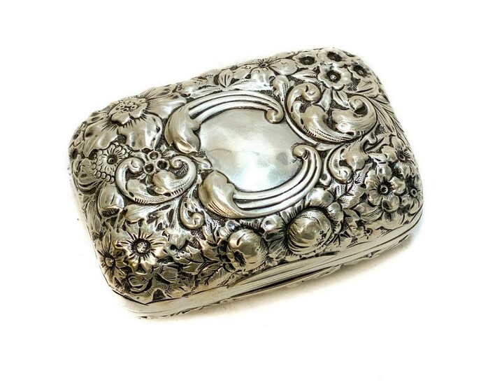 Gorham Sterling Silver Repousse Soap Box #28, 1910
