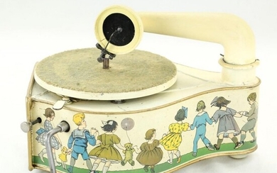 Gramophone Toy Phonograph with Design of Children Playing