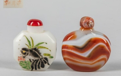 Group of Chinese Glass & Agate Snuff Bottles