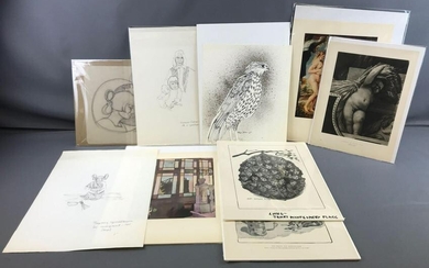 Group of drawings, lithos and more