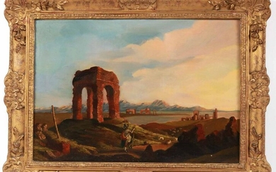 H. Ferroni Oil on Canvas of Rustic Scene