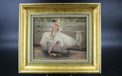 H. Tucker Oil on Board Ballerina Painting