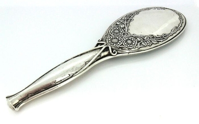 Hand mirror, Antique George V hand mirror with flower decoration(1) - .925 silver - Omar Ramsden and Alwyn Carr - England - 1915