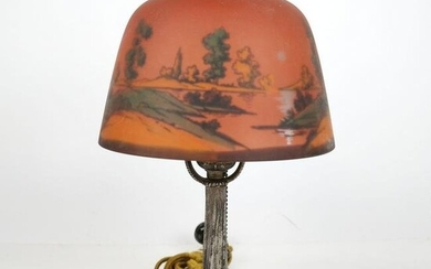 Handel Reverse Painted Glass Table Lamp