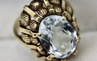Handmade - Ring - 14 kt. Yellow gold - 7.00 tw. Aquamarine
