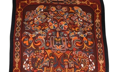 Hermes Large Scarf/Shawl Folklore Cashmere Silk Vintage