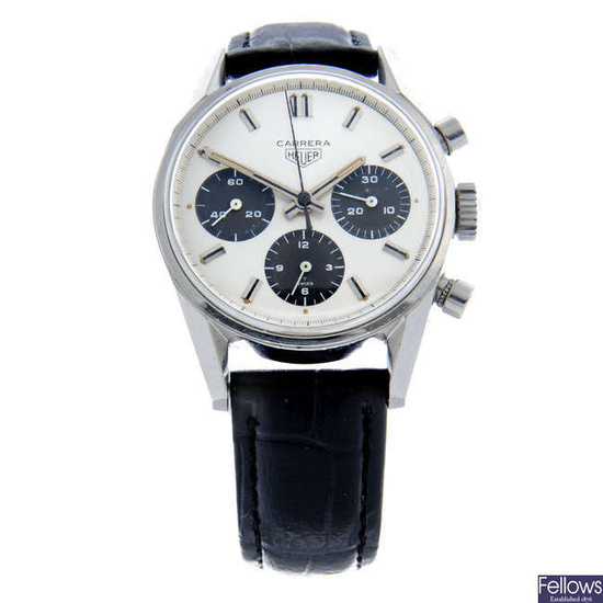 Heuer - a Carrera chronograph wrist watch, 35mm.
