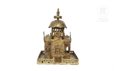 Hindu bronze altar.