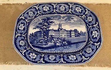 Historical Staffordshire Alms House New York Platter Ridgway 1825