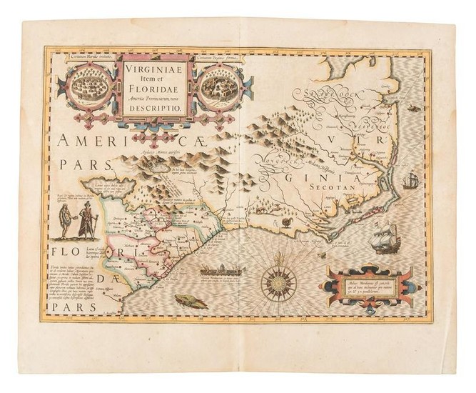 Hondius map of Virginia 1619