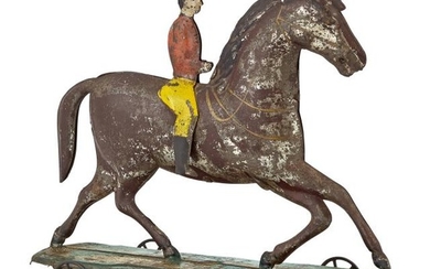 Horse and Rider Tin Pull Toy
