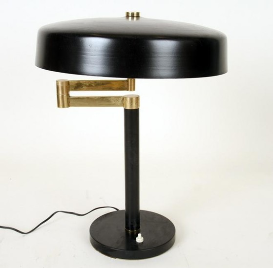 IRON BRASS ITALIAN TABLE LAMP SWIVEL SHADE C.1960
