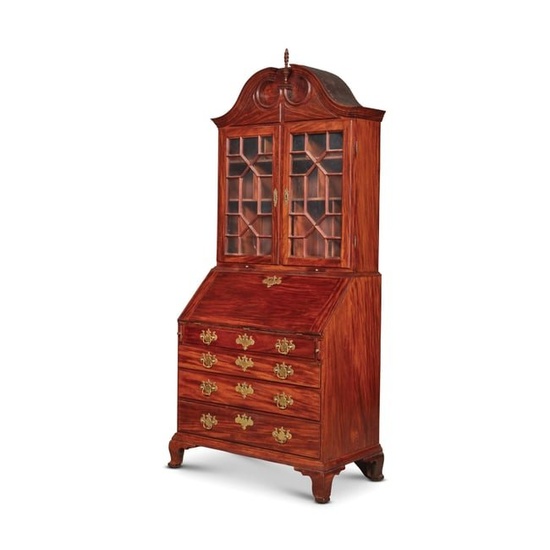 Ichabod Cole Chippendale Mahogany Desk and Bookcase