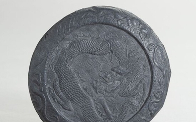 Ink cake (1) - Stone - A CHINESE INK STONE DEPICTING A FIVE CLAWED DRAGON - China - Ming Dynasty (1368-1644)