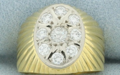 Italian Diamond Bulls Eye Target Design Ring in 18k Yellow Gold