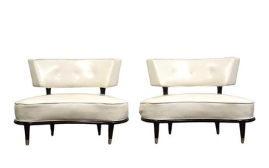 Italian Style White Oversized Lounge Chairs- a Pair
