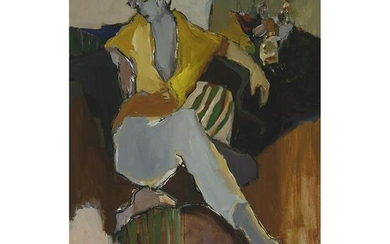 Itzchak Tarkay (1935-2012), SEATED WOMAN, Acrylic on