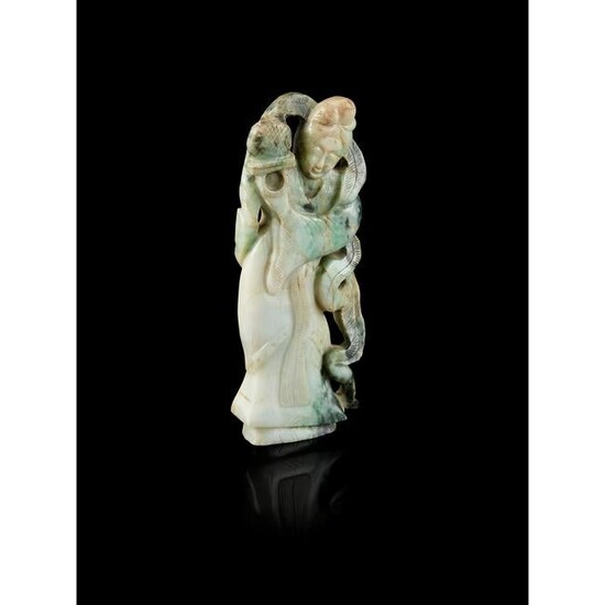 JADEITE CARVING OF A LADY 19TH-20TH CENTURY