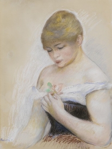 JEUNE REGARDANT UNE ROSE, Pierre-Auguste Renoir