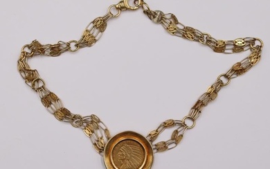 JEWELRY. Italian 18kt Gold Coin Necklace.
