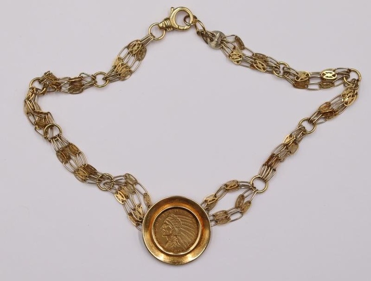 JEWELRY. Italian 18kt Gold Coin Necklace.